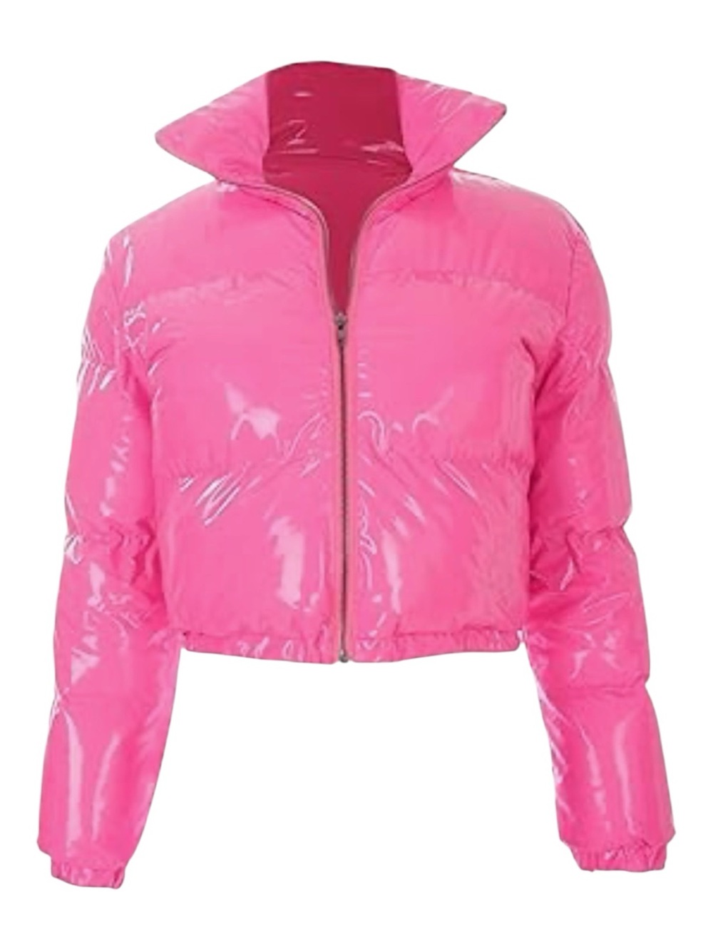 ✨ 3EpointS Women’s Pink Patent Puffer Jacket (Size L) ✨
